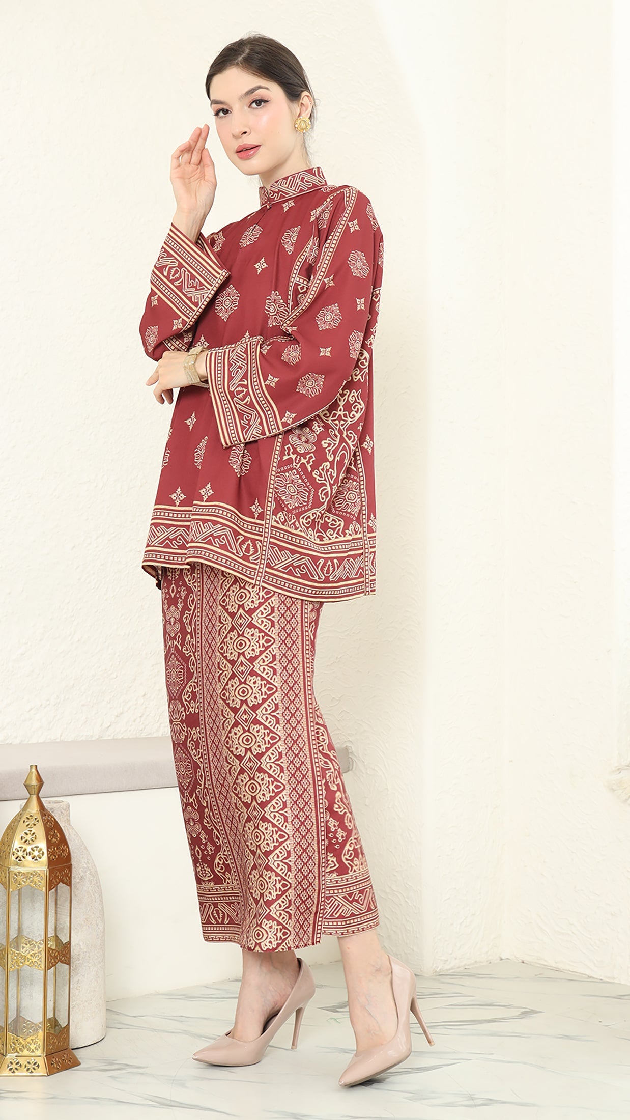 Red Gold Bali Sarong Set