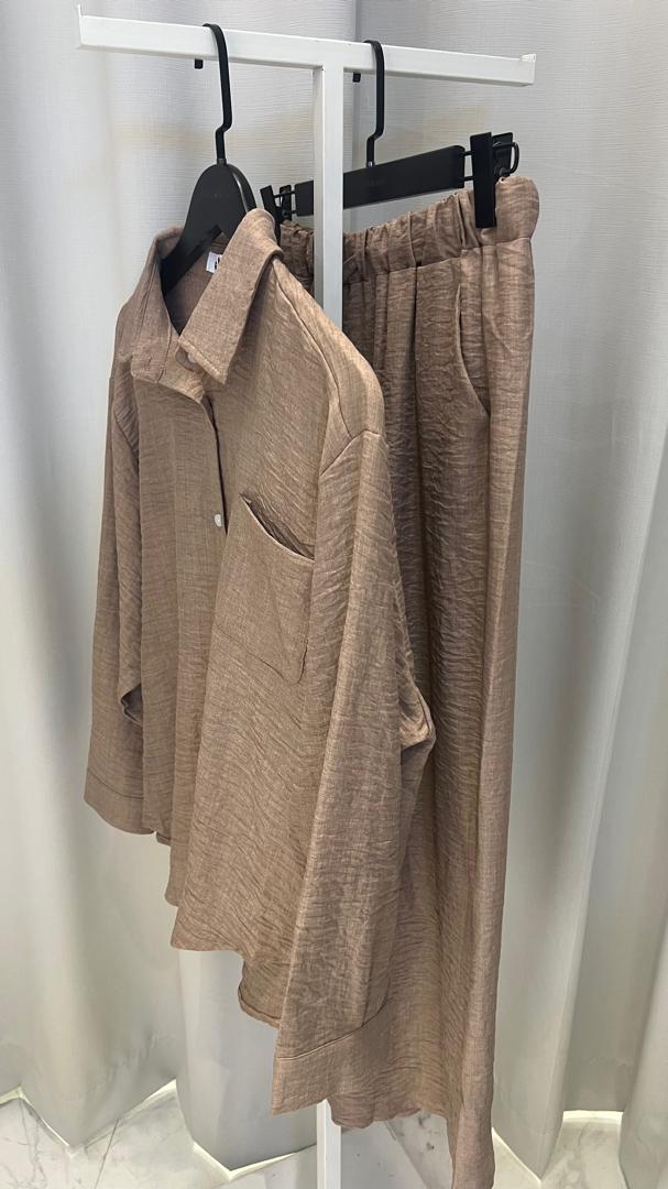 AERRA CO-ED PANTS SET COFFEE