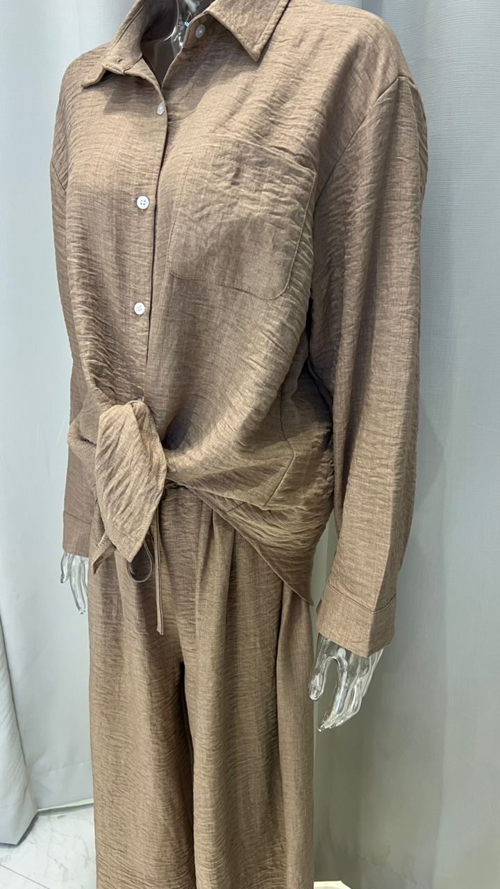 AERRA CO-ED PANTS SET COFFEE