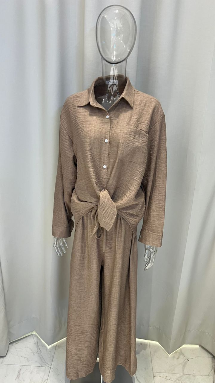AERRA CO-ED PANTS SET COFFEE