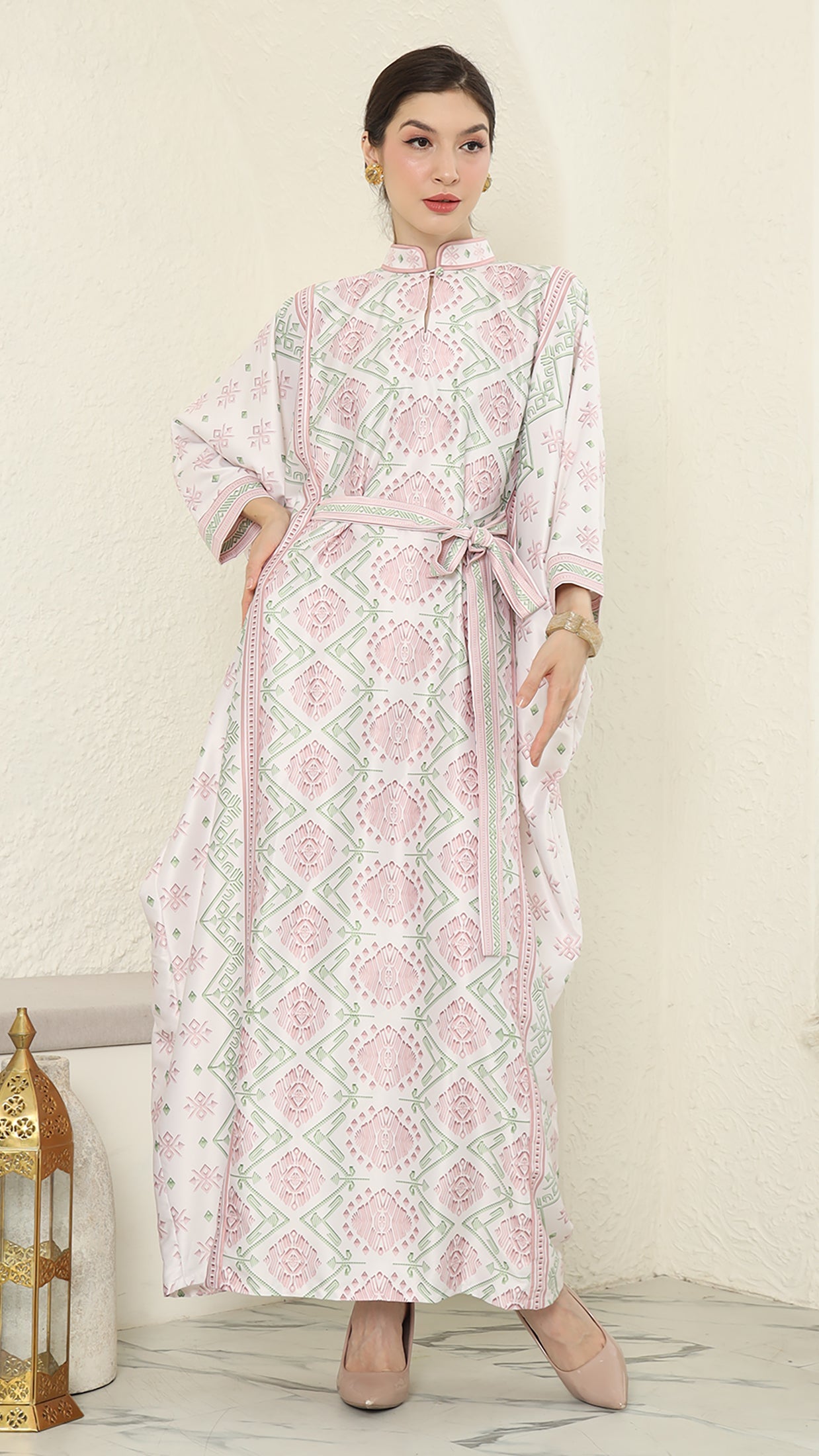 Baby Pink Songket Long Kaftan