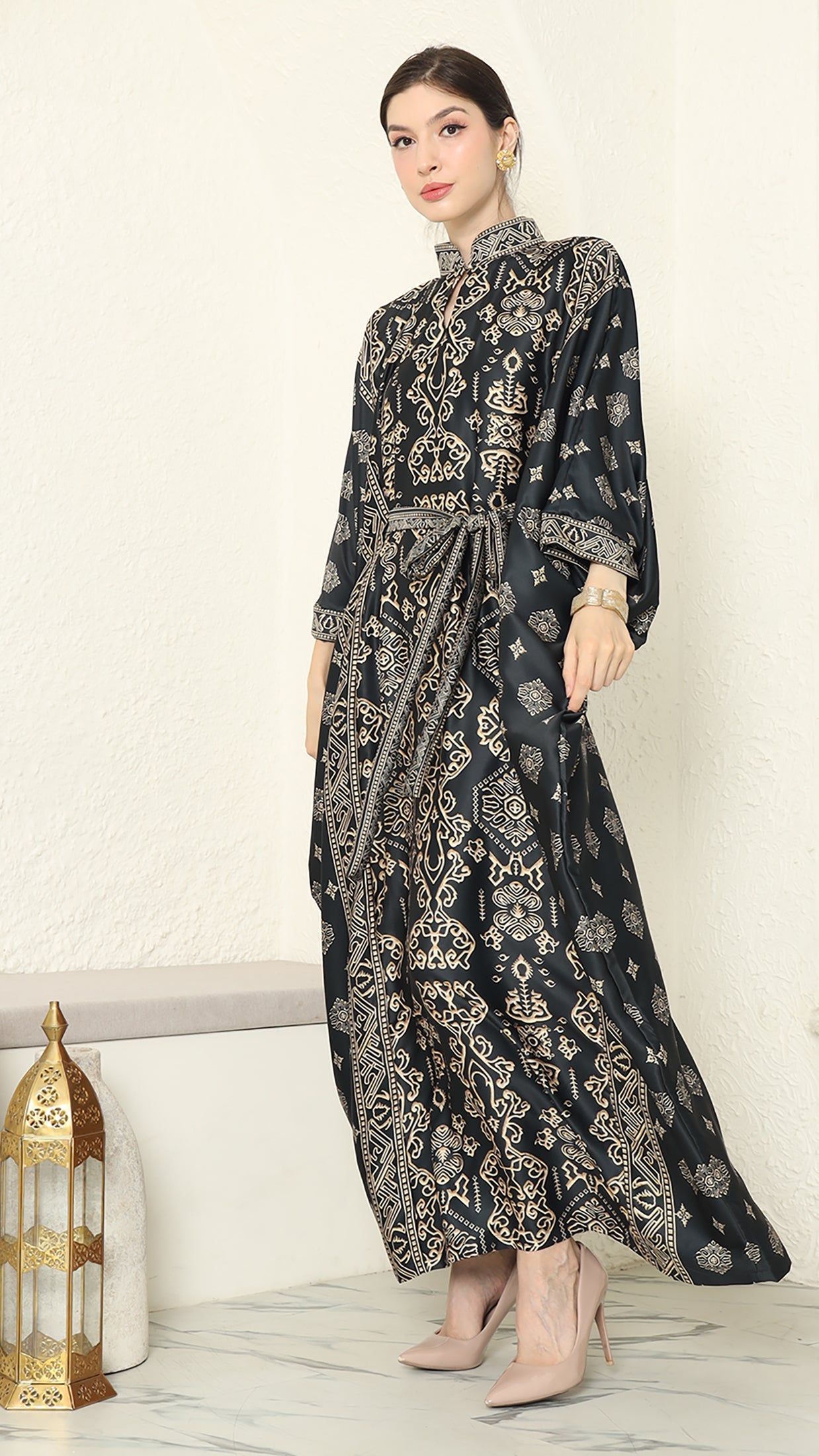 Black Gold Bali Long Kaftan