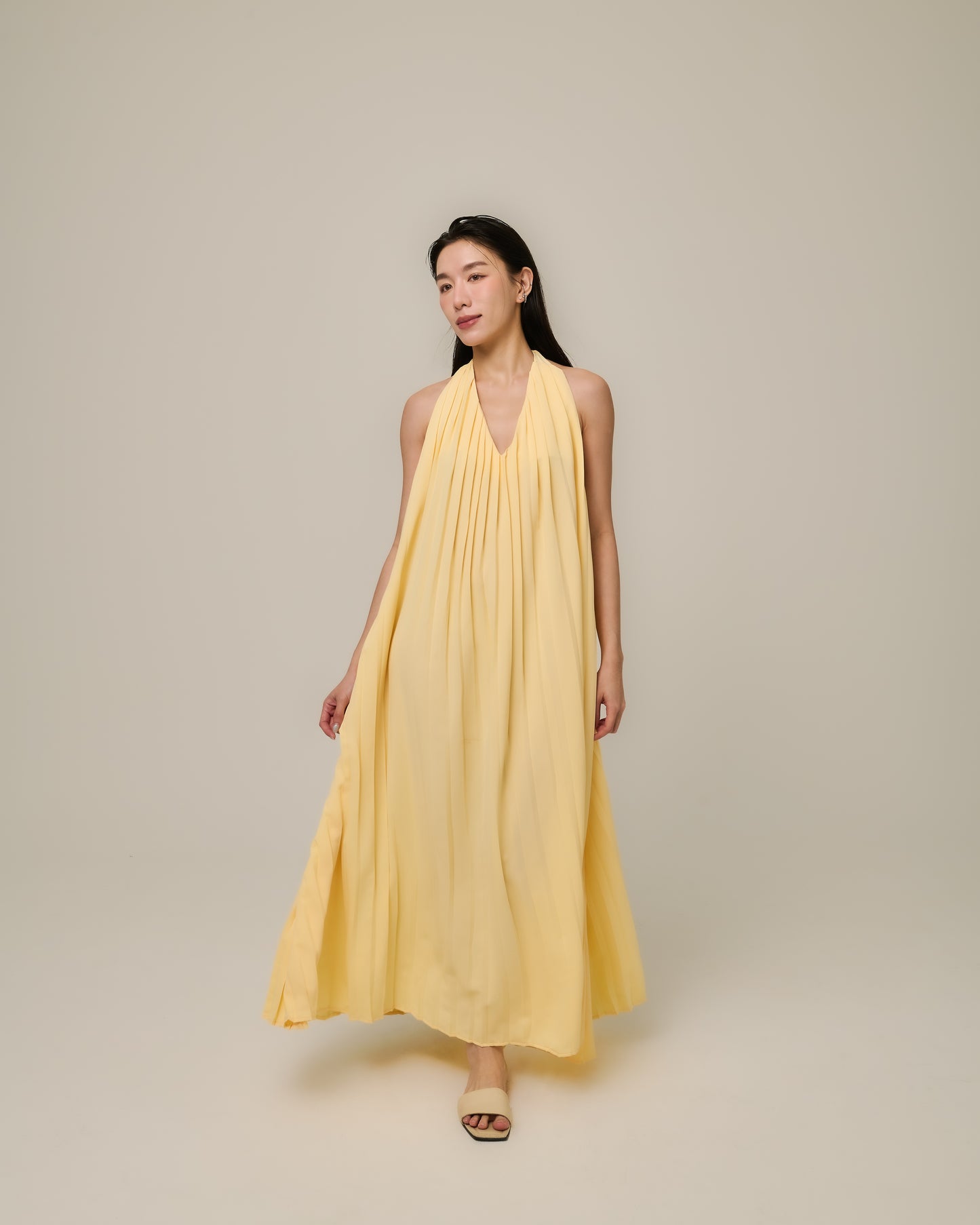 SOLEIL PLEATED MAXI DRESS