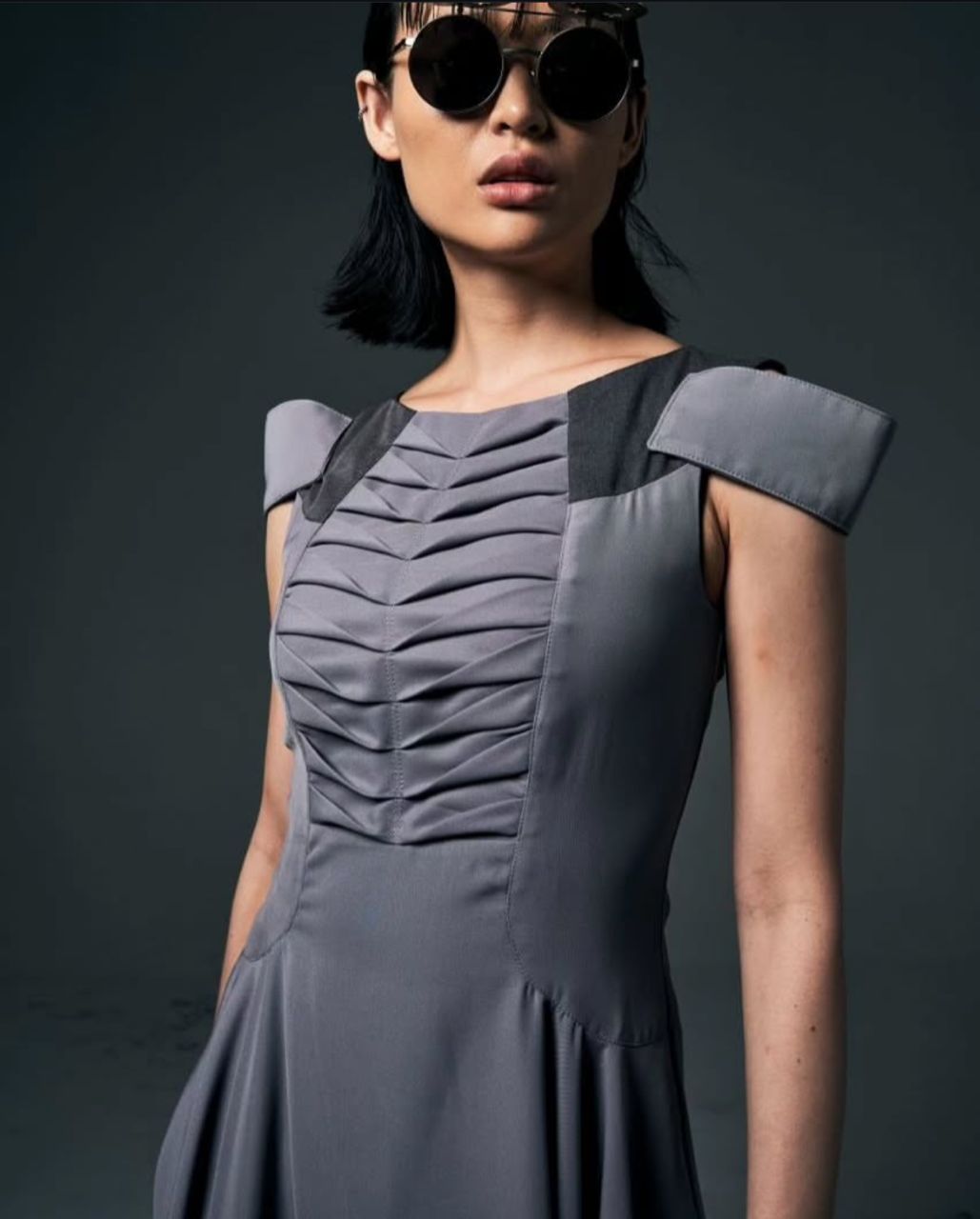 FRONT PLEATED DRESS