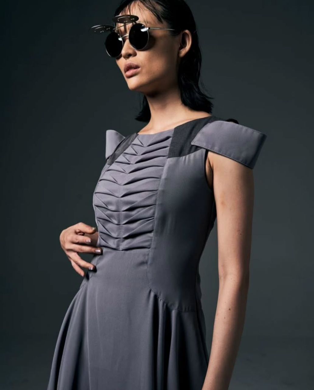FRONT PLEATED DRESS