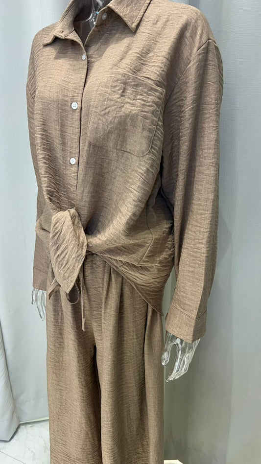 AERRA CO-ED PANTS SET COFFEE