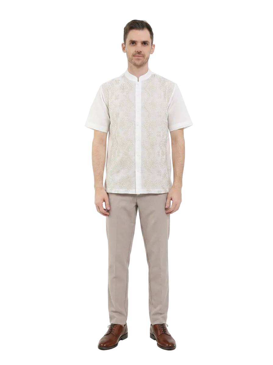 Palewa White Long Short Sleeve Baju Koko