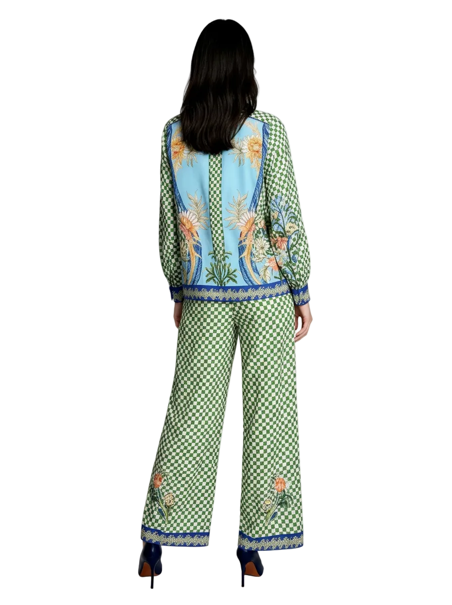 Green Checkered Shirt and Pants Set
