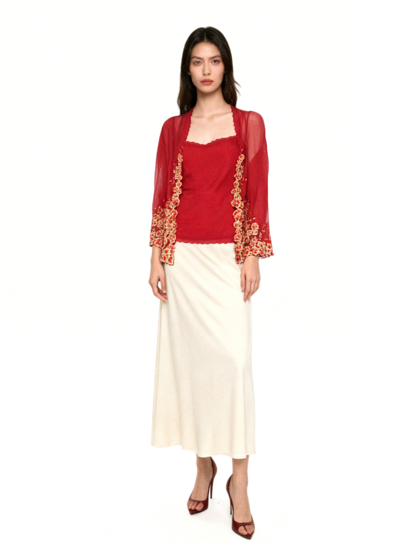 Set Kebaya Camsole Embroidery Bunga