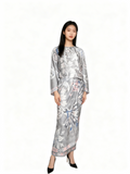 Grey Tropical Flower Round Neck Sarong Set