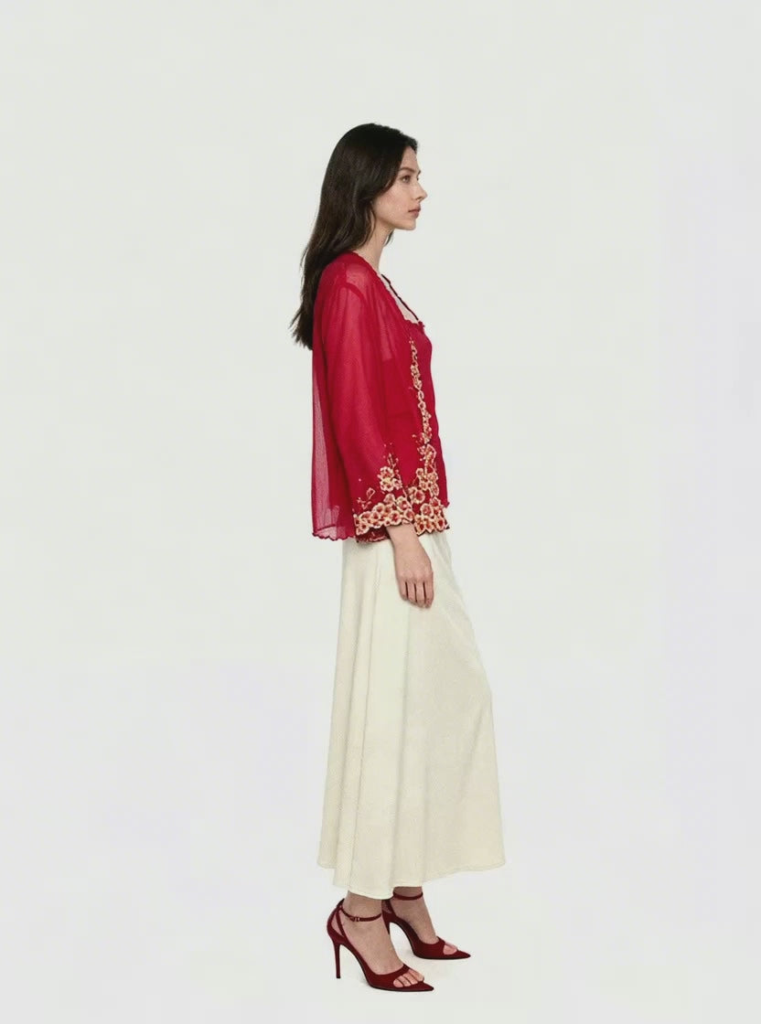 Set Kebaya Camsole Embroidery Bunga