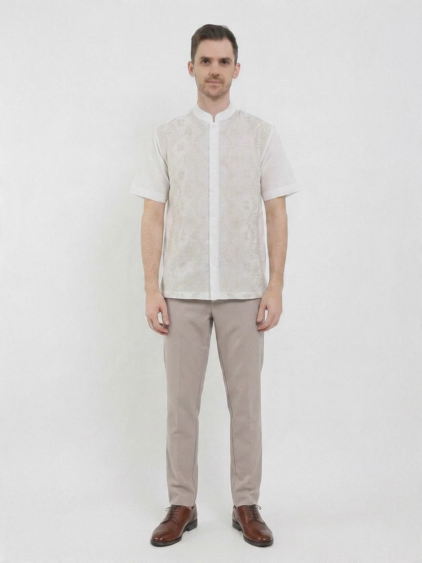 Palewa White Long Short Sleeve Baju Koko